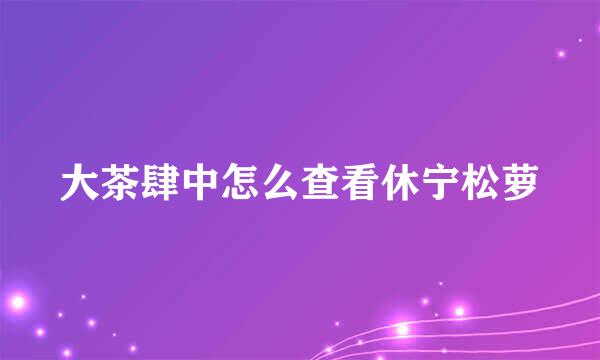 大茶肆中怎么查看休宁松萝