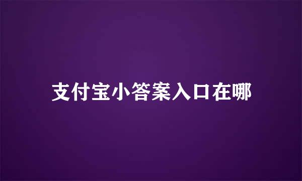 支付宝小答案入口在哪