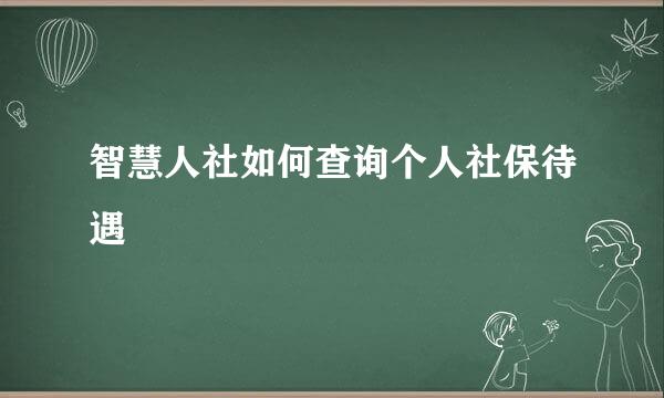 智慧人社如何查询个人社保待遇
