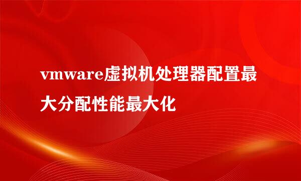 vmware虚拟机处理器配置最大分配性能最大化