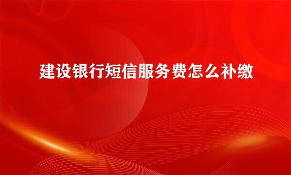 建设银行短信服务费怎么补缴