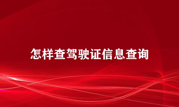 怎样查驾驶证信息查询