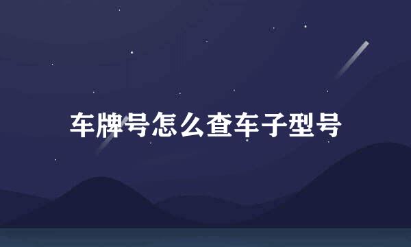 车牌号怎么查车子型号