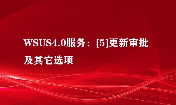 WSUS4.0服务：[5]更新审批及其它选项