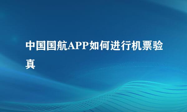 中国国航APP如何进行机票验真