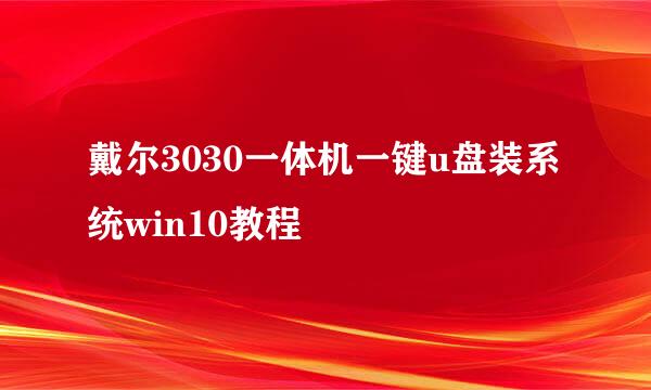 戴尔3030一体机一键u盘装系统win10教程