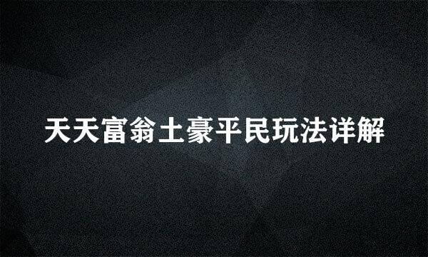 天天富翁土豪平民玩法详解