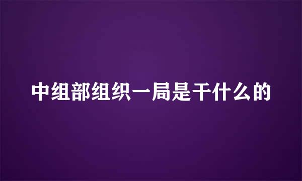 中组部组织一局是干什么的