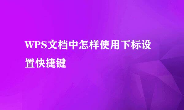 WPS文档中怎样使用下标设置快捷键