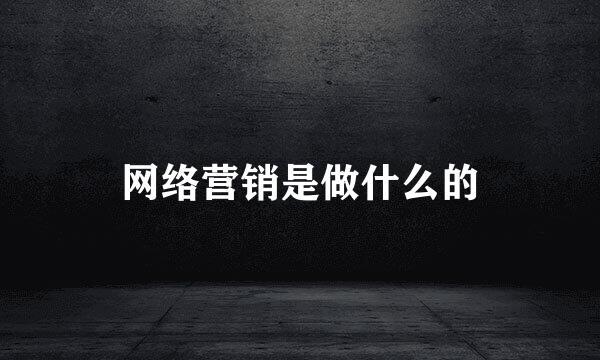 网络营销是做什么的