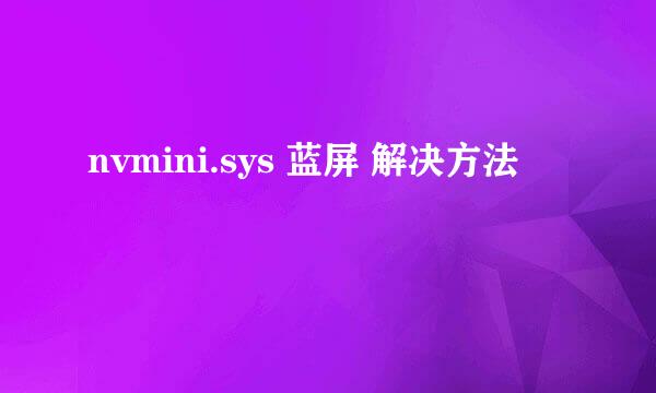 nvmini.sys 蓝屏 解决方法