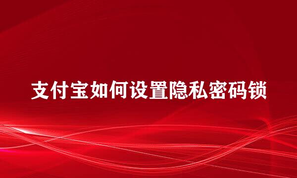 支付宝如何设置隐私密码锁