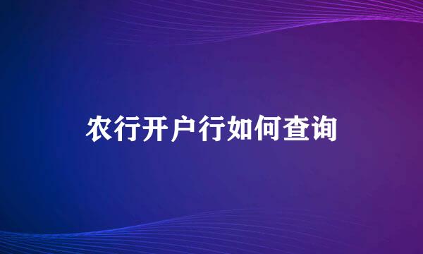 农行开户行如何查询