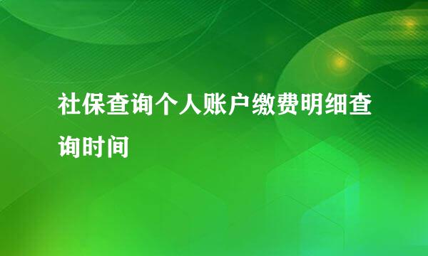 社保查询个人账户缴费明细查询时间