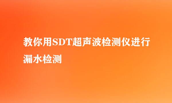 教你用SDT超声波检测仪进行漏水检测