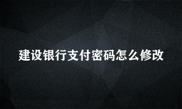 建设银行支付密码怎么修改