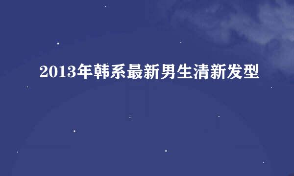 2013年韩系最新男生清新发型