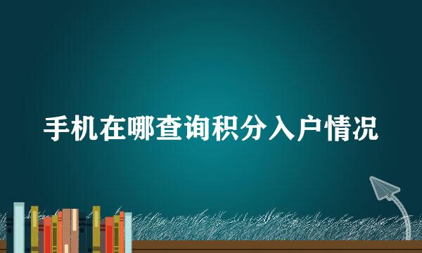手机在哪查询积分入户情况