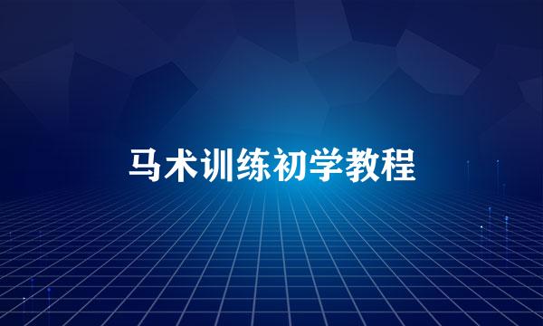 马术训练初学教程