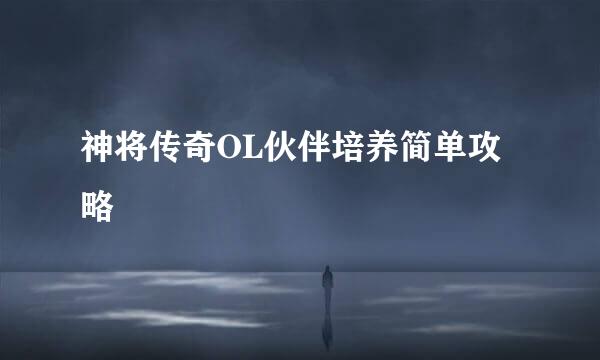 神将传奇OL伙伴培养简单攻略