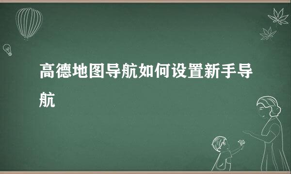 高德地图导航如何设置新手导航