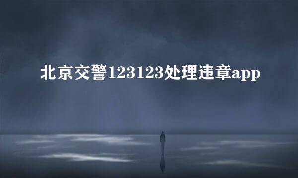 北京交警123123处理违章app