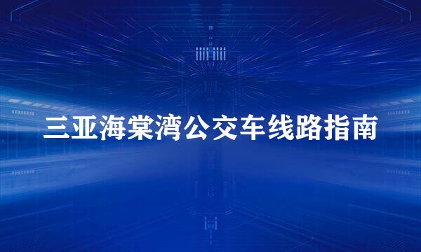 三亚海棠湾公交车线路指南