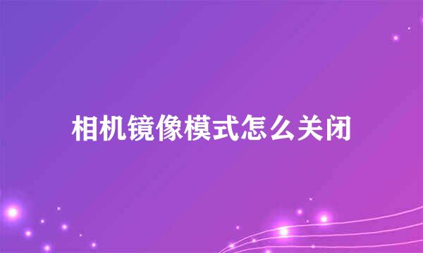 相机镜像模式怎么关闭