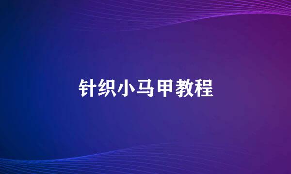针织小马甲教程