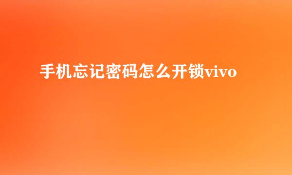 手机忘记密码怎么开锁vivo