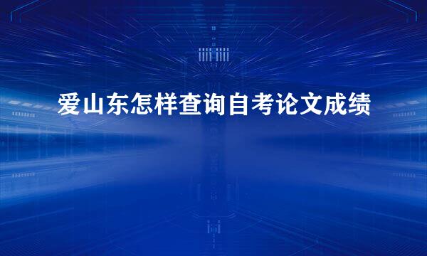 爱山东怎样查询自考论文成绩