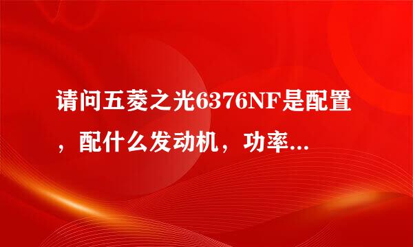 请问五菱之光6376NF是配置，配什么发动机，功率多少，哪位知道.谢谢