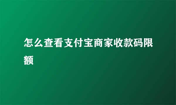 怎么查看支付宝商家收款码限额
