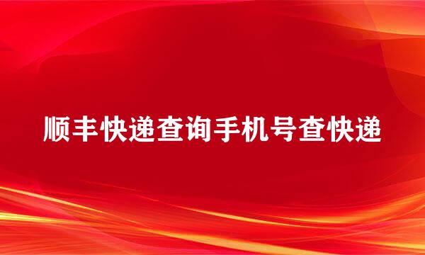 顺丰快递查询手机号查快递