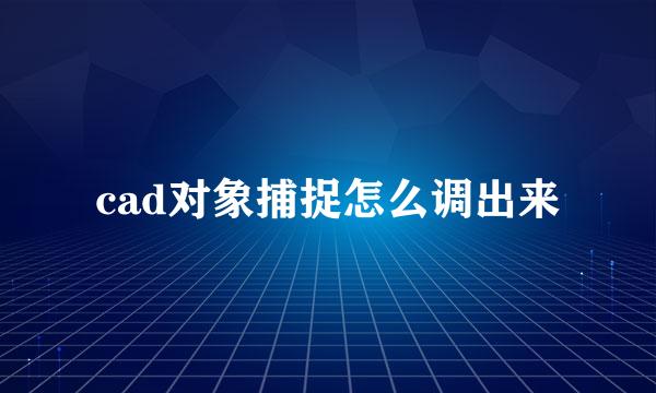 cad对象捕捉怎么调出来