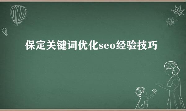 保定关键词优化seo经验技巧