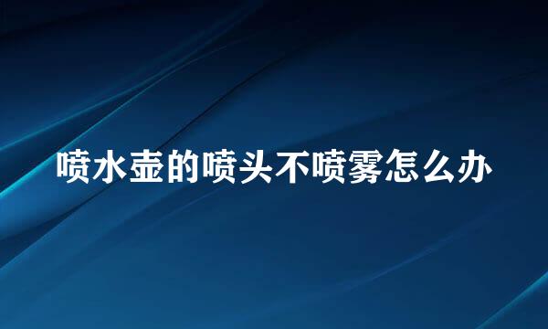 喷水壶的喷头不喷雾怎么办