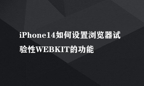 iPhone14如何设置浏览器试验性WEBKIT的功能