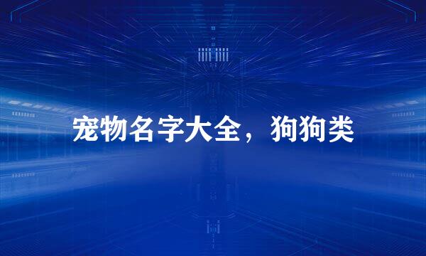 宠物名字大全，狗狗类