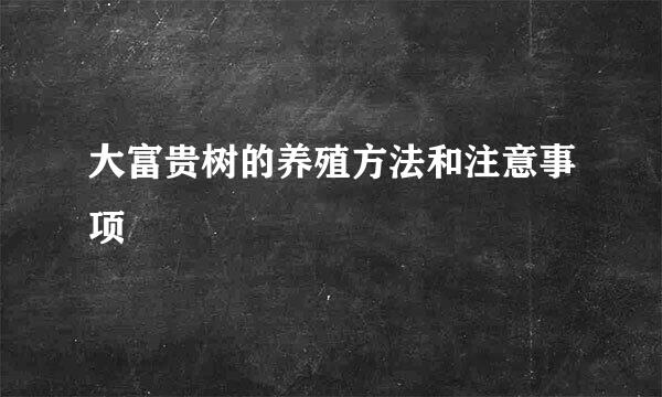 大富贵树的养殖方法和注意事项