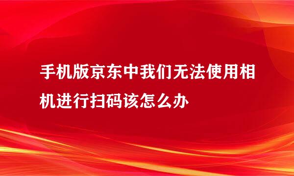 手机版京东中我们无法使用相机进行扫码该怎么办