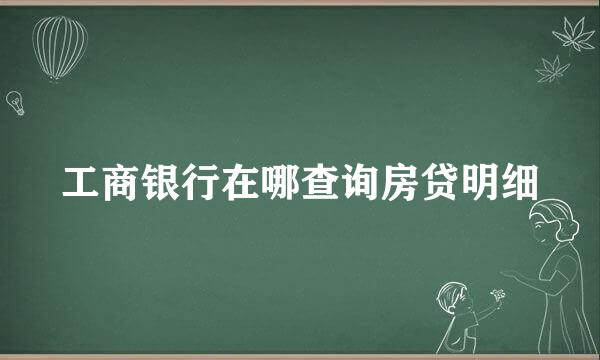 工商银行在哪查询房贷明细