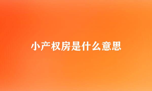 小产权房是什么意思