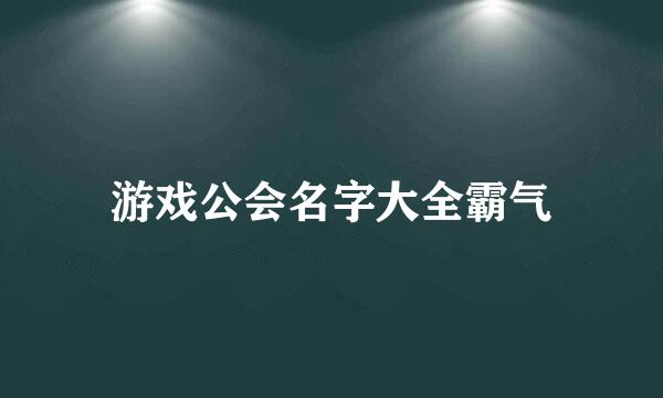 游戏公会名字大全霸气