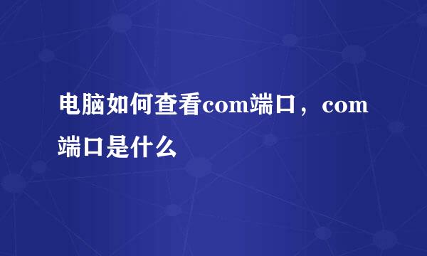 电脑如何查看com端口，com端口是什么