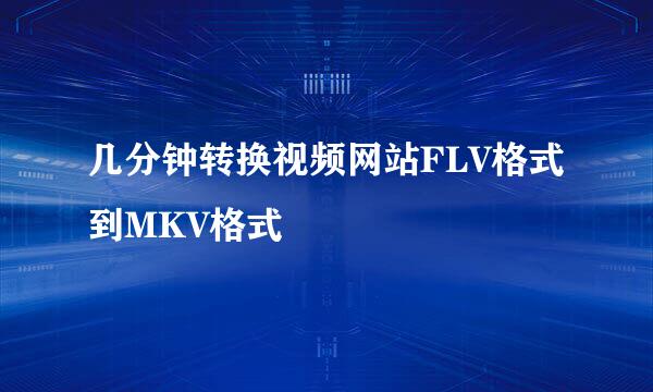 几分钟转换视频网站FLV格式到MKV格式
