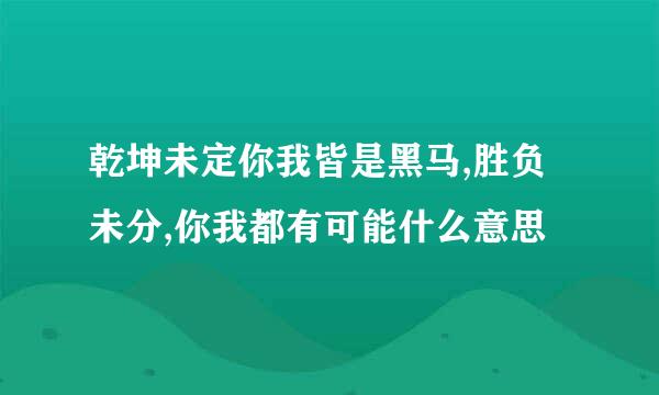 乾坤未定你我皆是黑马,胜负未分,你我都有可能什么意思