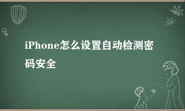 iPhone怎么设置自动检测密码安全