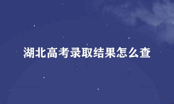 湖北高考录取结果怎么查