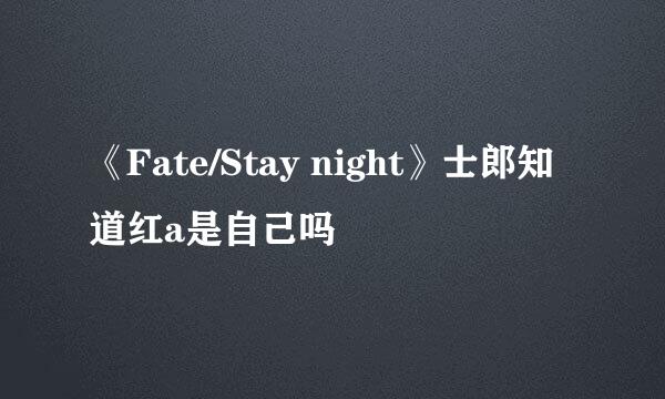 《Fate/Stay night》士郎知道红a是自己吗